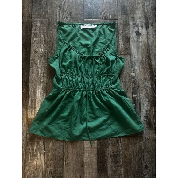 Proenza Schouler White Label Drapey Suiting Ruched Top in Green Size 2 - Picture 3 of 8